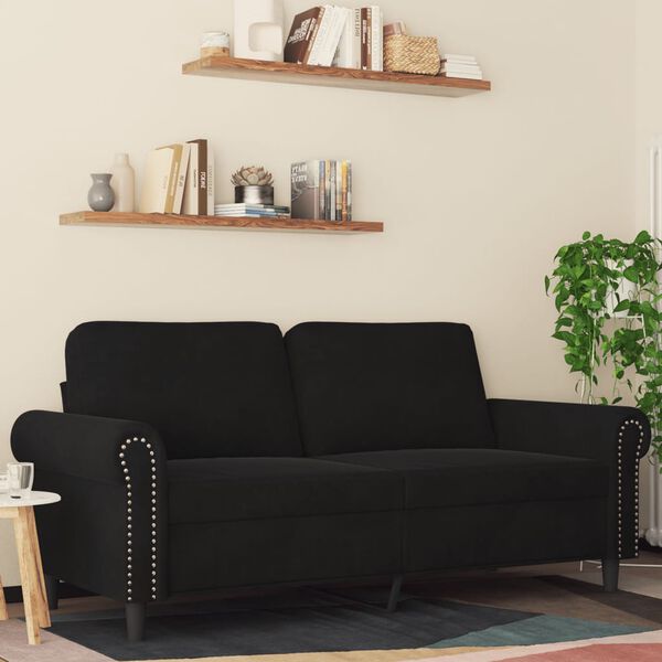 vidaXL 2-Seater Sofa Black 140 cm Velvet