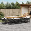 vidaXL 17 Piece Garden Dining Set with Cushions Black Poly Rattan