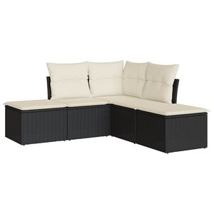 vidaXL 5 Piece Garden Sofa Set with Cushions Black Poly Rattan