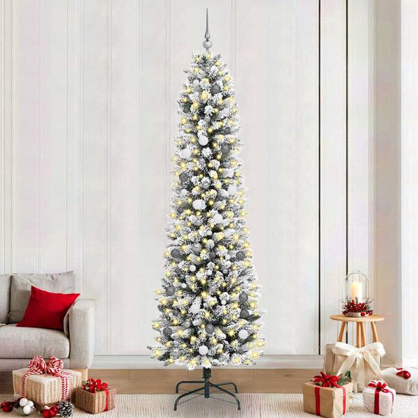 vidaXL Artificial Christmas Tree with 300 LEDs with Stand White 240 cm
