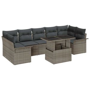 vidaXL Garden Sofa Set with Cushion 8 pcs Grey Poly rattan