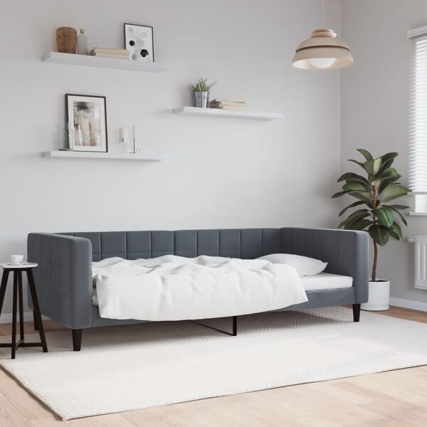 vidaXL Day Bed without Mattress Dark Grey 90x190 cm Velvet
