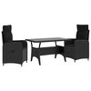 vidaXL Outdoor Dining Set 3 pcs Black Poly Rattan