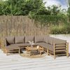 vidaXL 9 Piece Garden Lounge Set with Taupe Cushions Bamboo
