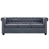 vidaXL Chesterfield Sofa Set Artificial Suede Leather Grey