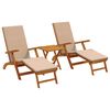 vidaXL Reclining and Folding Sunlounger 3 pcs Solid Acacia Wood Taupe