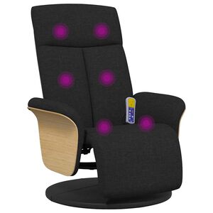 vidaXL Massage Recliner Chair with Footrest Black Fabric