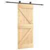 vidaXL Sliding Door Natural and Black 70 x 210 cm Solid Pine Wood