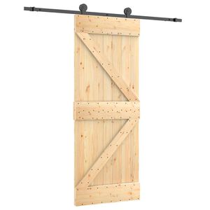 vidaXL Sliding Door Natural and Black 70 x 210 cm Solid Pine Wood