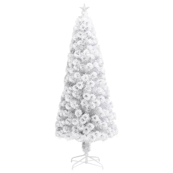 vidaXL Artificial Pre-lit Christmas Tree White 210 cm Fibre Optic