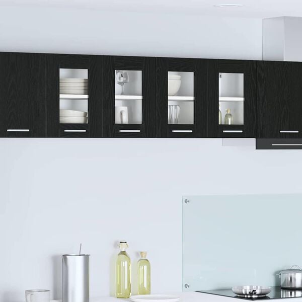 vidaXL Hanging Cabinet 2 pcs Black Oak 60 x 31 x 40 cm Engineered Wood