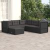 vidaXL 6 Piece Garden Lounge Set with Cushions Black Poly Rattan