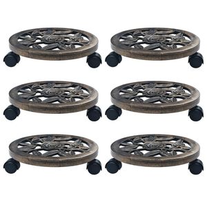 vidaXL Plant Caddy | Set of 6 | Bronze | Plastic PP (polypropylene)