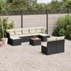 vidaXL 10 Piece Garden Sofa Set with Cushions Black Poly Rattan