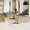 vidaXL 13 Piece Garden Sofa Set with Cushions Beige Poly Rattan