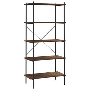 vidaXL 5-Tier Shelving Unit Black and Natural 80x40x163 cm