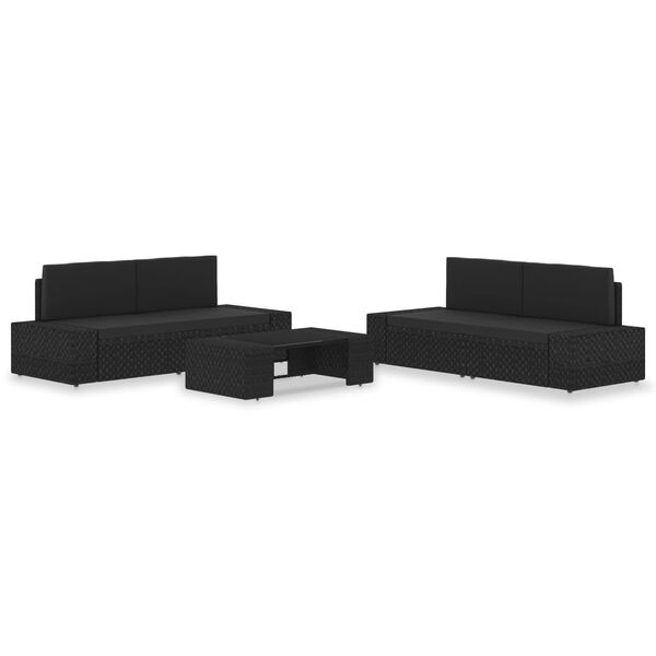 vidaXL 5 Piece Garden Lounge Set Poly Rattan Black