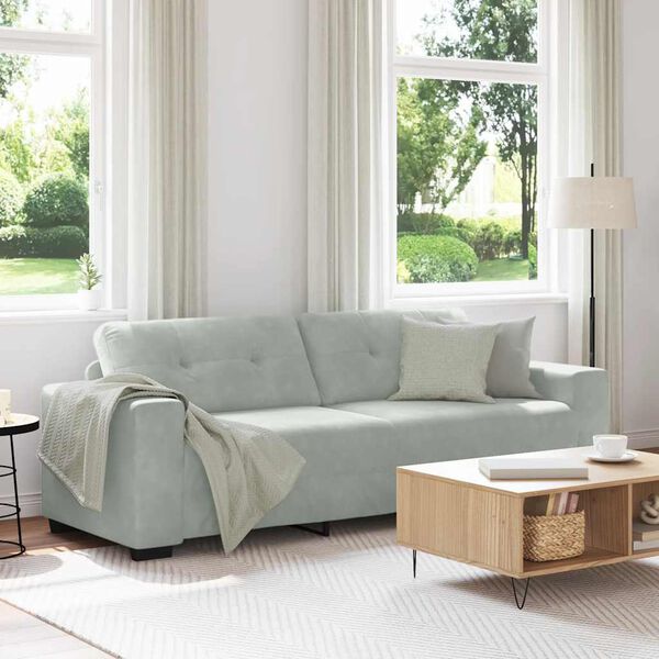 vidaXL 3-Seater Sofa Light Grey 220x78x80 cm Velvet
