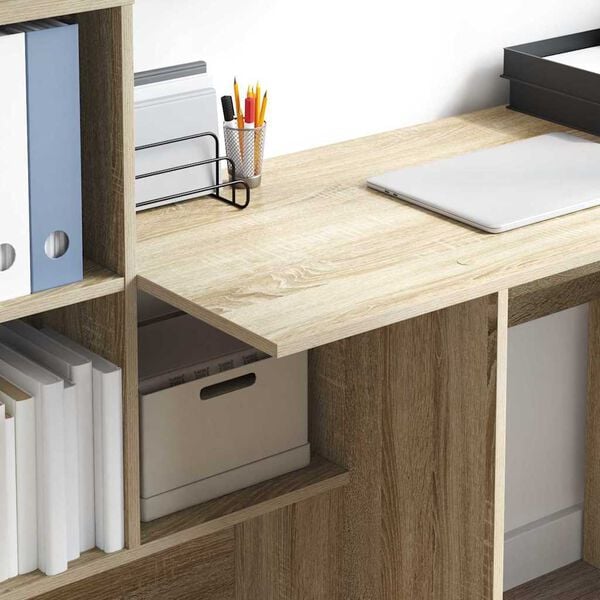 vidaXL Desk Sonoma Oak 131.5 x 50 x 106.5 cm Engineered Wood