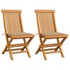 vidaXL Folding Chairs with Beige Cushions 2 pcs Solid Teak Wood