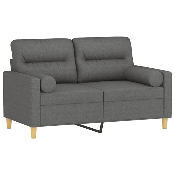 vidaXL 2-Seater Sofa with Throw Pillows Dark Grey 120 cm Fabric