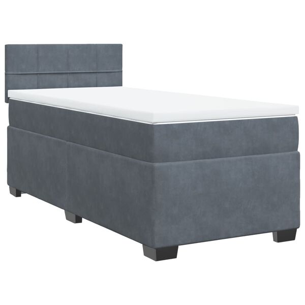 vidaXL Box Spring Bed with Mattress Dark Grey King Single Fabric