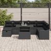 vidaXL Garden Sofa Set with Cushion 9 pcs Black Poly rattan