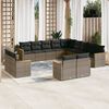 vidaXL 13 Piece Garden Sofa Set with Cushions Grey Poly Rattan