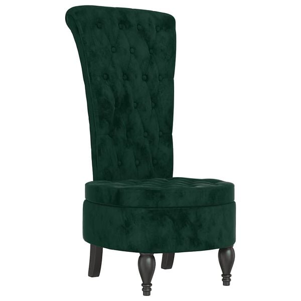 vidaXL High Back Chair Dark Green Velvet Button Design