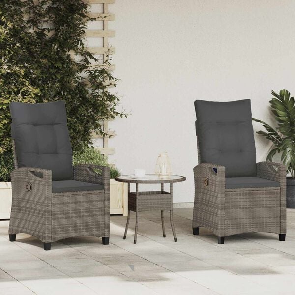 vidaXL Garden Chair 2 pcs Grey and Dark Grey 56 x 60 x 112 cm