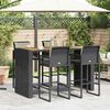 vidaXL 5 Piece Garden Bar Set with Cushions Black Poly Rattan Acacia