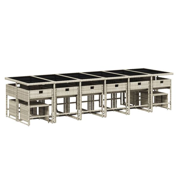 vidaXL 17 Piece Garden Dining Set with Cushions Light Grey Poly Rattan