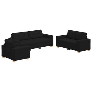 vidaXL Sofa 3 pcs Black 221 x 80 x 80 cm Fabric
