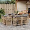 vidaXL 9 Piece Garden Dining Set with Cushions Mix Beige Poly Rattan