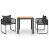 vidaXL 3 Piece Garden Dining Set PVC Rattan Black and Brown