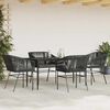 vidaXL 5 Piece Garden Dining Set with Cushions Black Poly Rattan Glass