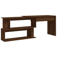 vidaXL Corner Desk Brown Oak 200x50x76 cm Engineered Wood