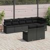 vidaXL Garden Sofa Set with Storage 8 pcs Black Poly Rattan