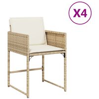 vidaXL Garden Chairs with Cushions 4 pcs Beige Poly Rattan