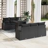 vidaXL Garden Sofa Set with Cushion Manual 7 pcs Black Poly Rattan