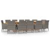 vidaXL 13 Piece Garden Dining Set with Cushions Grey