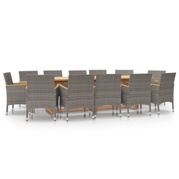 vidaXL 13 Piece Garden Dining Set with Cushions Grey