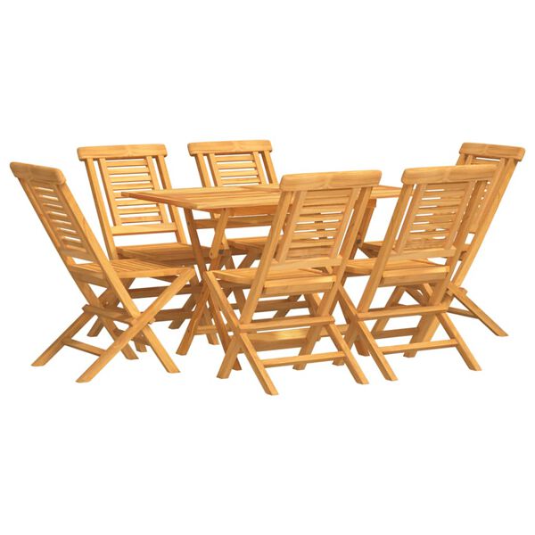 vidaXL 7 Piece Garden Dining Set Solid Wood Teak