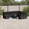 vidaXL 11 Piece Garden Sofa Set with Cushions Black Poly Rattan