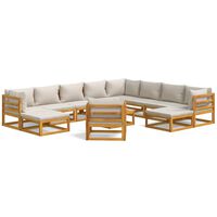vidaXL 12 Piece Garden Lounge Set with Light Grey Cushions Solid Wood