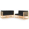 vidaXL 4 Piece Garden Lounge Set with Cushions Solid Wood Pine