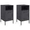 vidaXL Bedside Cabinets 2 pcs Black 36x39x68 cm Steel