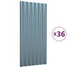 vidaXL Roof Panels 36 pcs Galvanised Steel Grey 80x36 cm