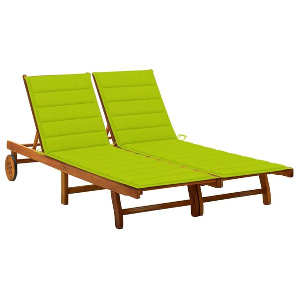 vidaXL 2-Person Garden Sun Lounger with Cushions Solid Acacia Wood