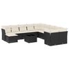 vidaXL 12 Piece Garden Sofa Set with Cushions Black Poly Rattan